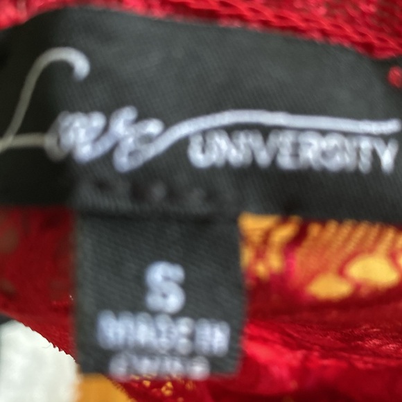 Womens Sz S red rare casual statement sleeves vintage lace crop blouse - Picture 9 of 9